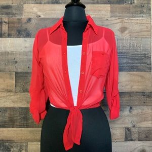 NWT - Red Sheer Tie Top from Wet Seal - Size XS